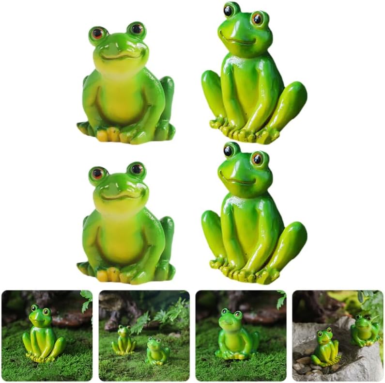 Milisten 4Pcs Simulated Frog Ornaments 1.81 Inch Miniature Resin Frog Figurines for Garden Patio Lawn Micro Landscape Decoration Outdoor Animal Statues - Image 6