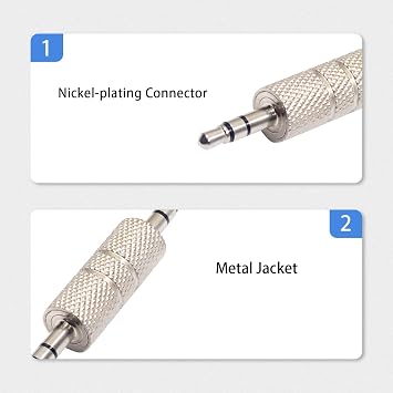 Duttek 3.5mm Male to Male Audio Adapter, Metal Silver 3 Pole 3.5mm Stereo Jack Adapter Audio Headphone Jack Coupler Connectors - 2 Pack