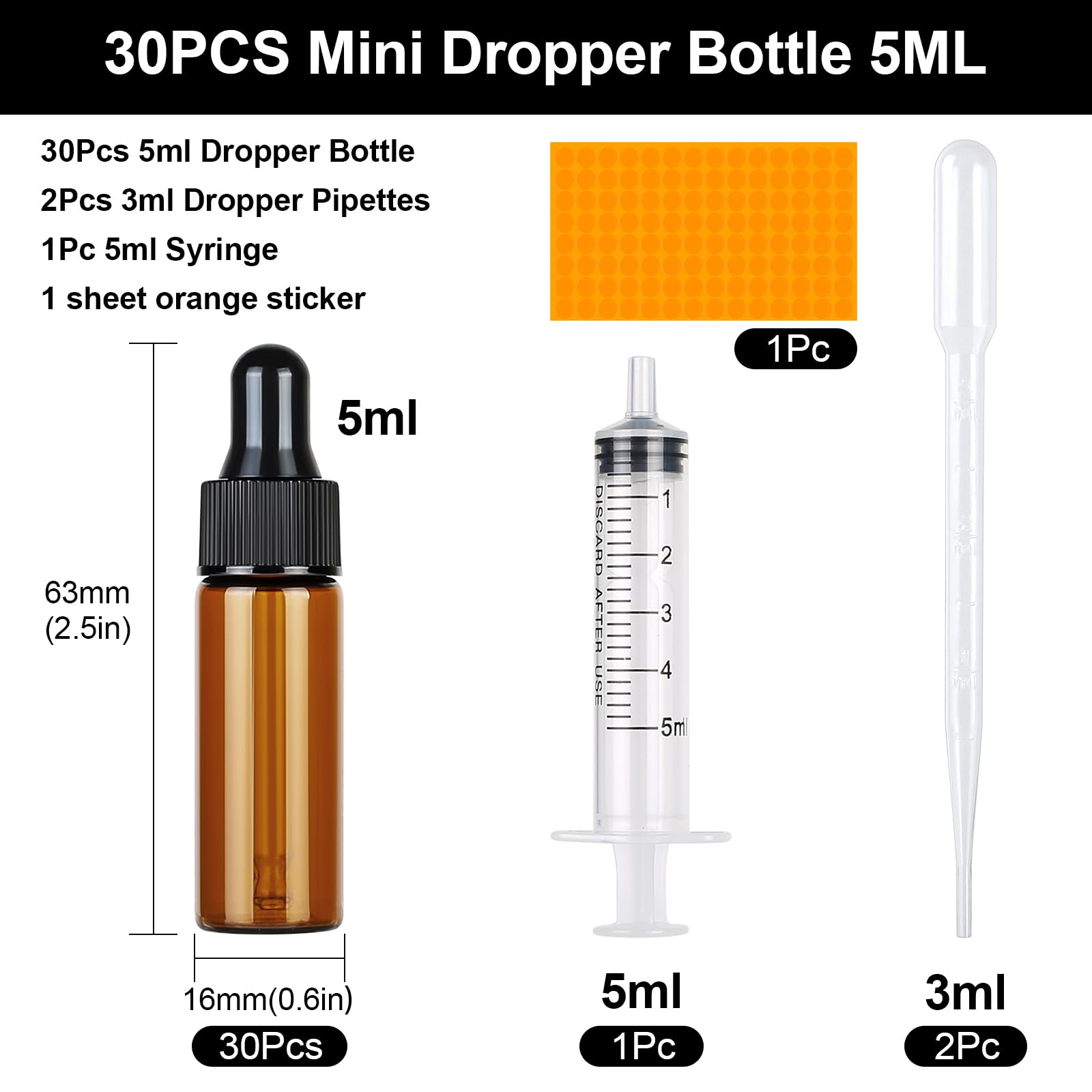 25 Bottigliette Contagocce 3ml - Per Oli Essenziali, Trasparenti Con Pipetta, Ideali Per Viaggio - Foto 7