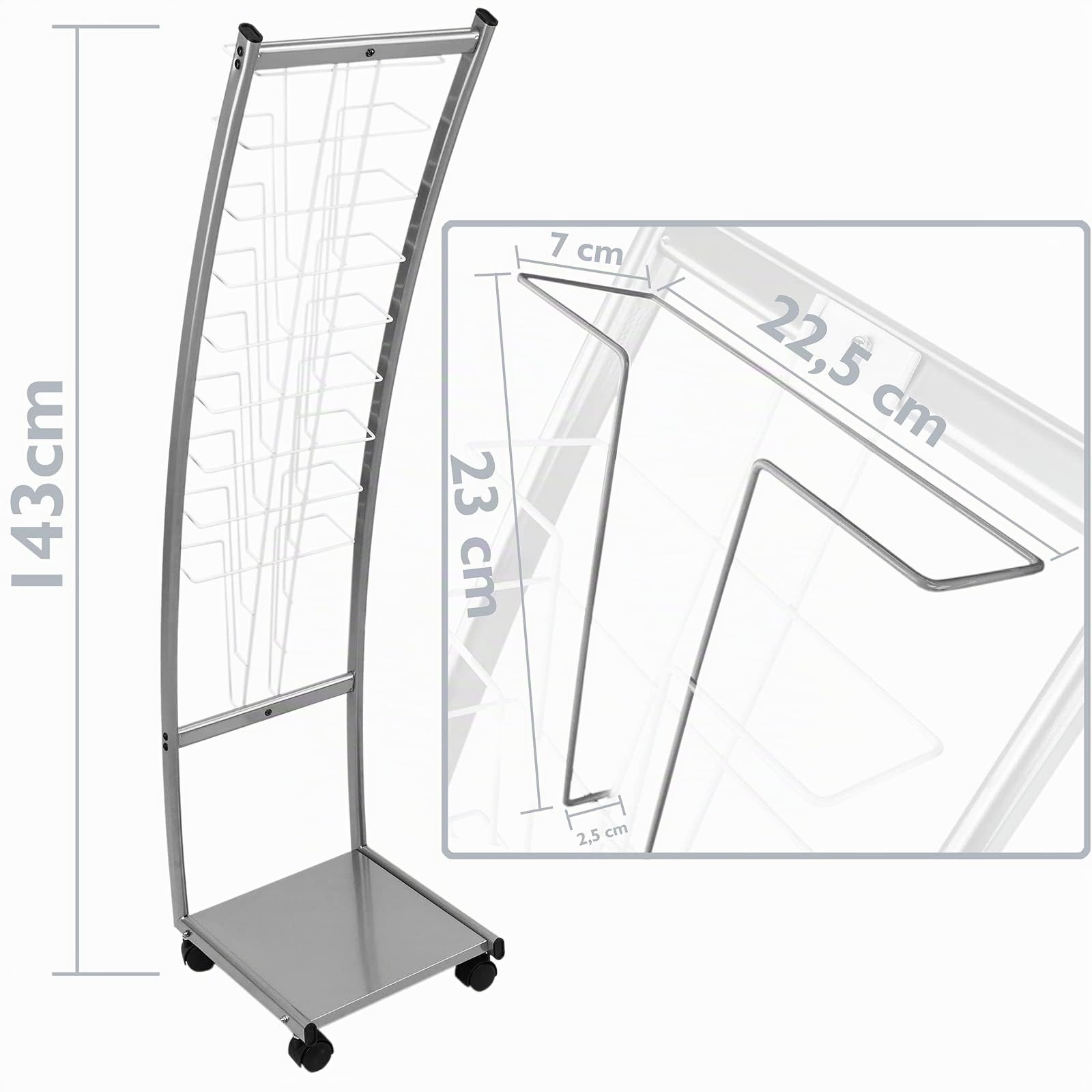 PrimeMatik - Espositore da Terra 31 x 126 x 35 cm con 6 Scomparti per brochure e riviste