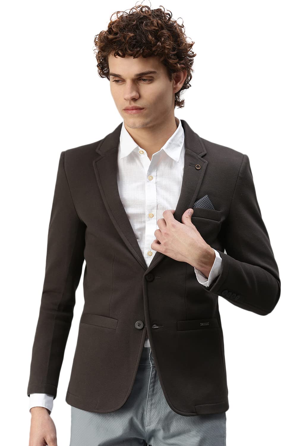 showoffff Men Casual Solid Blazers_AR04_Greymelange_L-picture-19