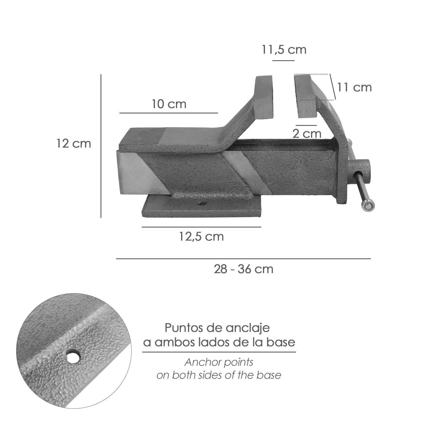 WOLFPACK LINEA PROFESIONAL Tornillo Banco Acero 100 mm. Banco De Mesa, Tornillo Sujeción, Abrazadera De Banco