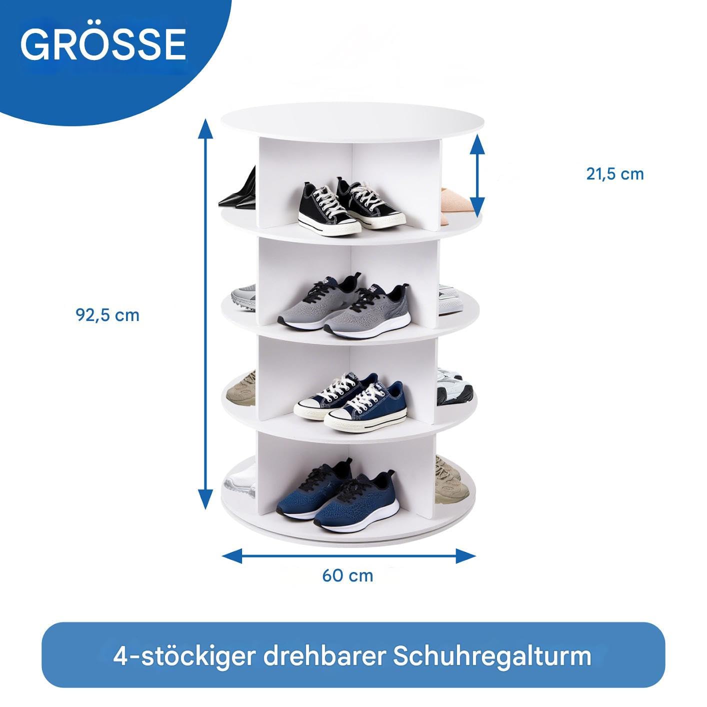 Drehbarer Schuhregalturm 4 Ebenen 360 Grad Lazy Susan Schuhdisplay Schrankorganisation