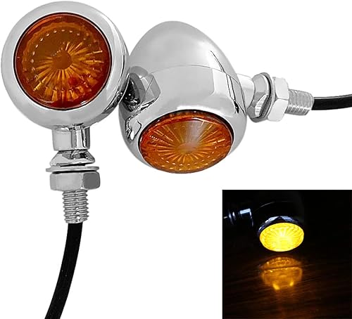 FATECIM Indicador LED de señal de giro para motocicleta, luz ámbar, mini bala en forma de aluminio, luces intermitentes de 12 V universales (cromado) FATECIM Indicador LED de señal de giro para motocicleta, luz ámbar, mini bala en forma de aluminio, luces intermitentes de 12 V universales (cromado)