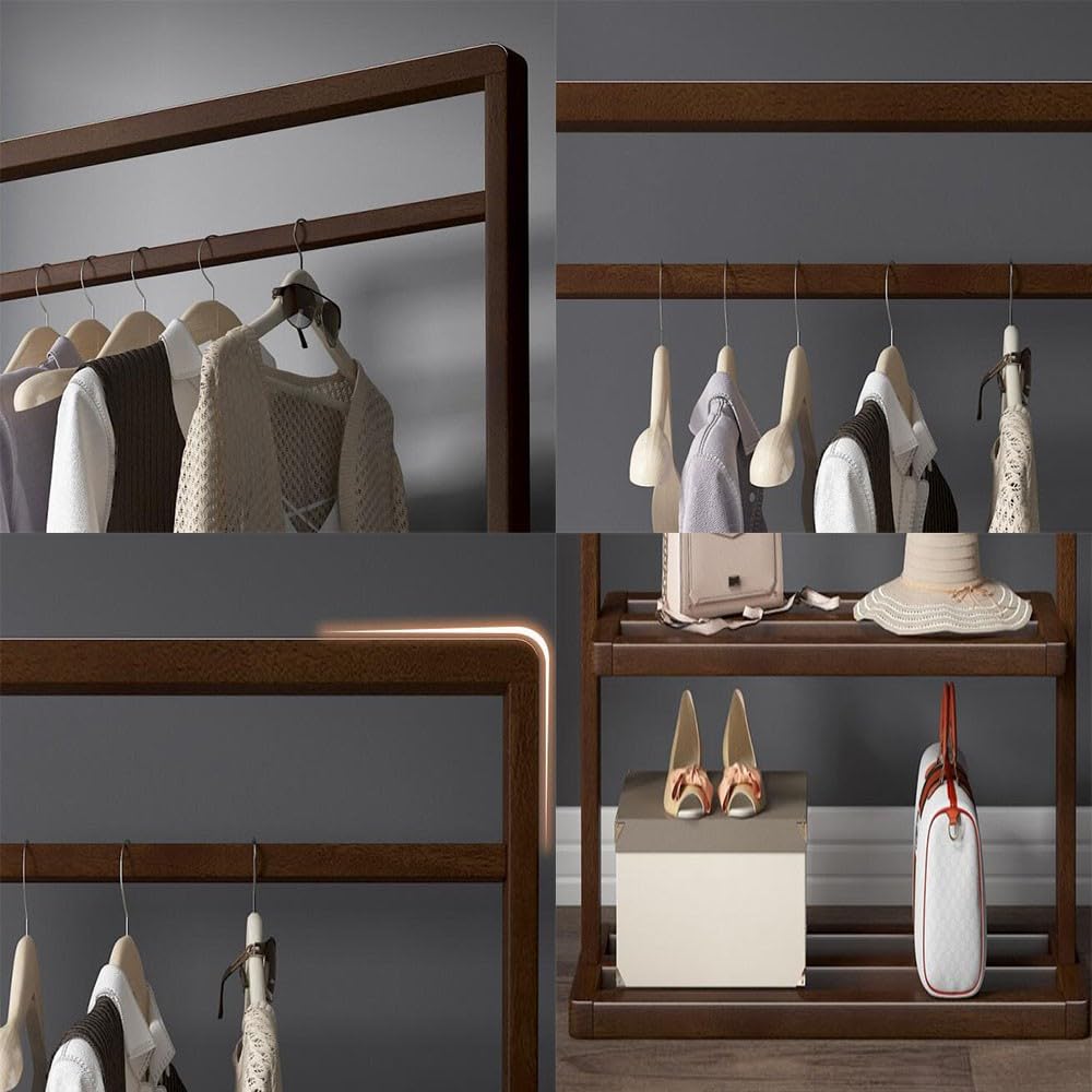 Perchero Ropa de Pie de Recibidor: Perchero Burro Ropa, Perchero Madera,Estilo nórdico,Hay Dos Zonas,para Chaquetas, Sombreros, Bolsos, Entrada, Pasillo (85X32X160CM)