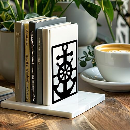 Miniatura 5 de Peacoblue Sujetalibros de metal para estantes, modernos tapones decorativos resistentes para libros de estudio, para oficina, escritorio, estante,