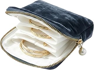 小型旅行用ジュエリーケース - 上品なジッパーポーチ,おしゃれなミニジュエリー旅行ケース - リング ピアス ネックレス 腕時計 化粧品 収納 女性用 外出先 持ち運びに