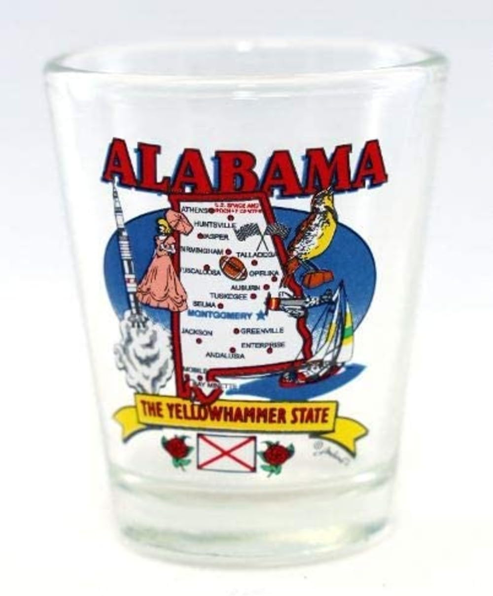 World By Shotglass Alabama United States USA Souvenir Boxed Shot Glass Set (Set of 6)