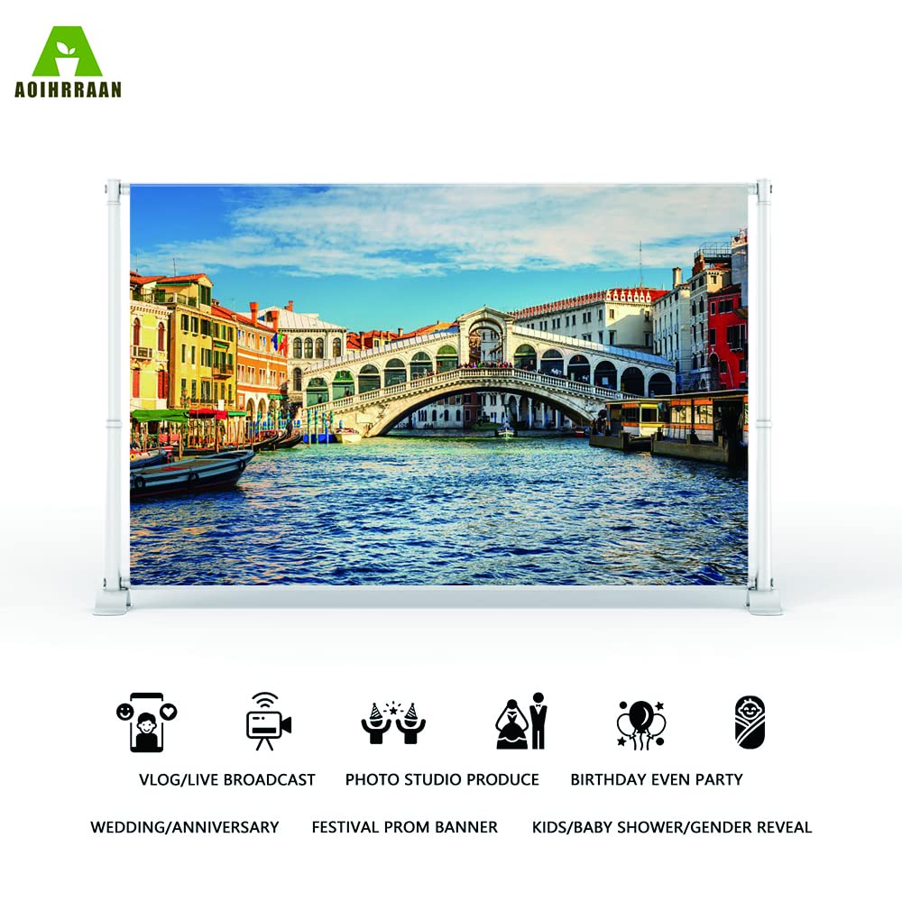 Aoihrraan 2,2x1,5m Italy Town Backdrop Venice Rialto Bridge Historical Culture Scenery Sunlight Boat Gondola River Photography Background Wedding Party Travel Lovers Kids Adults Portrait Photo Props - Image 2
