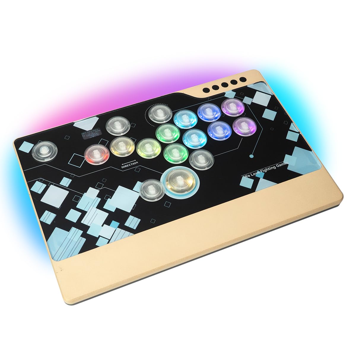 TIKITAKA M3 Leverless Controller - 0.5mm Ultra-Fast KASUMI Switches, CNC Aluminum Alloy Frame, Arcade-Style Game Controller for Street Fighter 6, Compatible with PS4/PC/Switch (Gold)