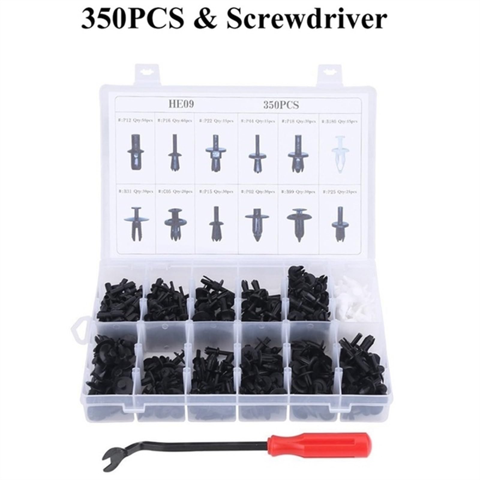 Schraubenzubehör 50-680Pcs Auto Fastener Clips Körper Push Retainer Pin Niet Stoßstange Tür Trim Panel Kit Removal Tool(350 Pcs with Tool)
