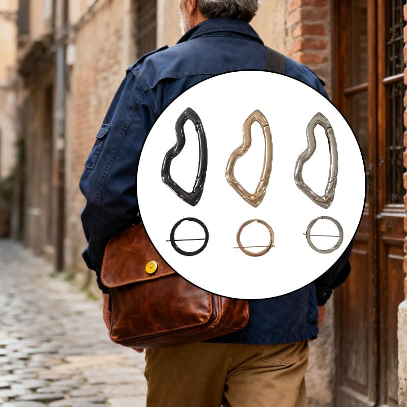 3Pcs Cool Carabiner Keychain,Y2K Cute Irregular Metal Spring Snap Key Ring for Backpacks, Purses, Handbags and Keys (Black+Gold+Silver) image 4