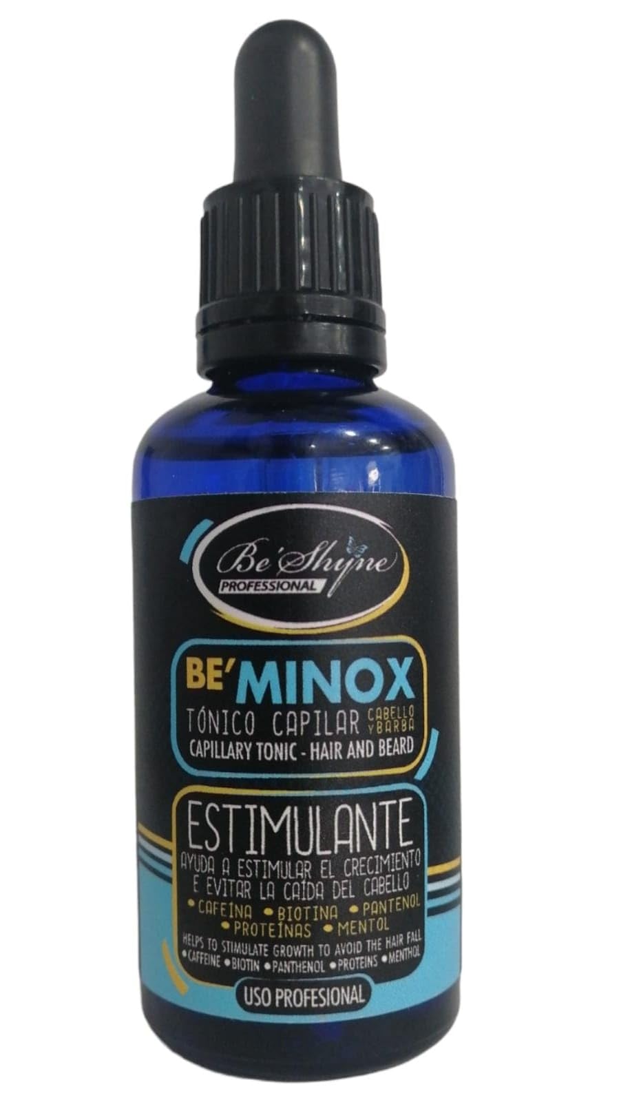 BE SHINE Tónico Capilar Pure Minox 50ml, Estimulante con Minox, Proteínas, Pantenol, Biotina, Mentol y Cafeína, para Crecimiento de Cabello y Barba, Unisex-Adultos