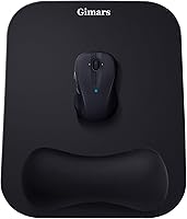 Gimars Ergonomic Mouse Pad with Memory Foam Wrist Rest - Large 11x8.26" Super Smooth Lycra Surface, Non-Slip Base for Gaming & Office