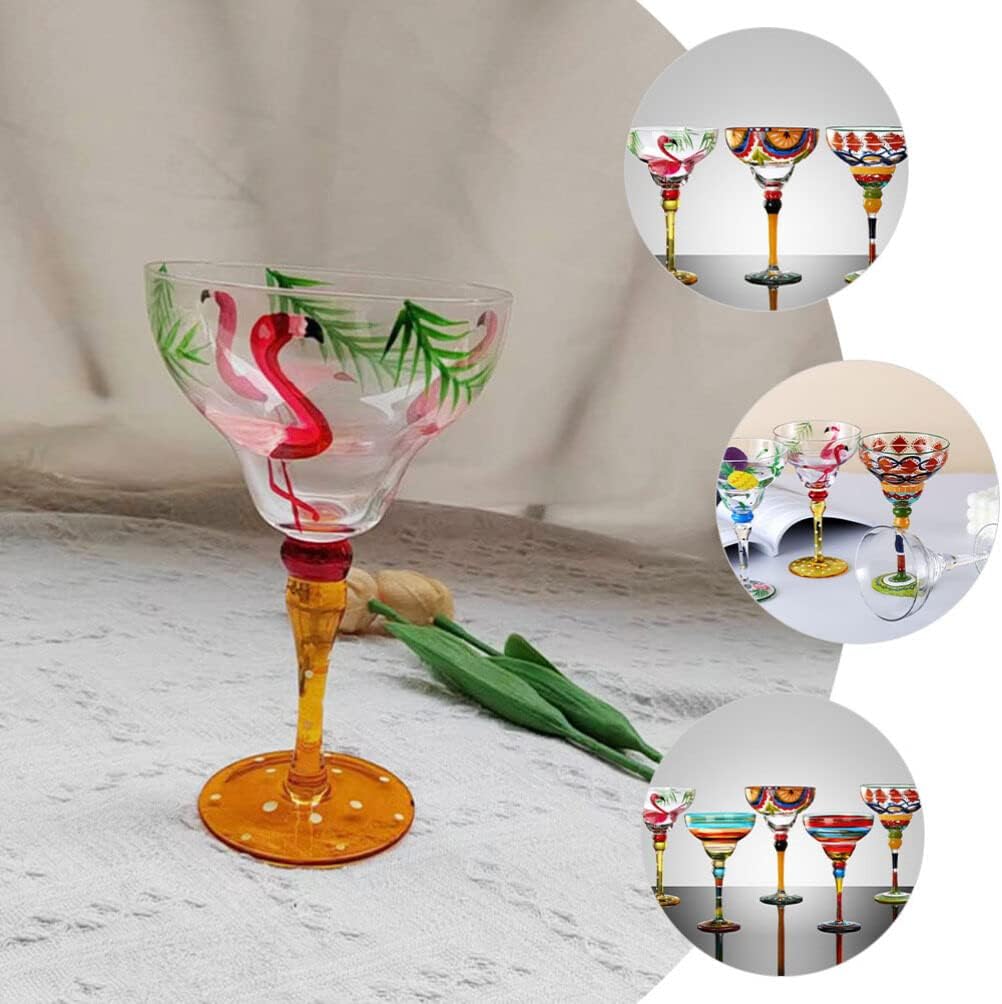 Glass Cocktail Glasses Flamingo Glasses Set of 2, Coupe, Coupe Glasses for Cocktails for Home, Bar, Restaurants and Parties Margarita Cocktail Glasses