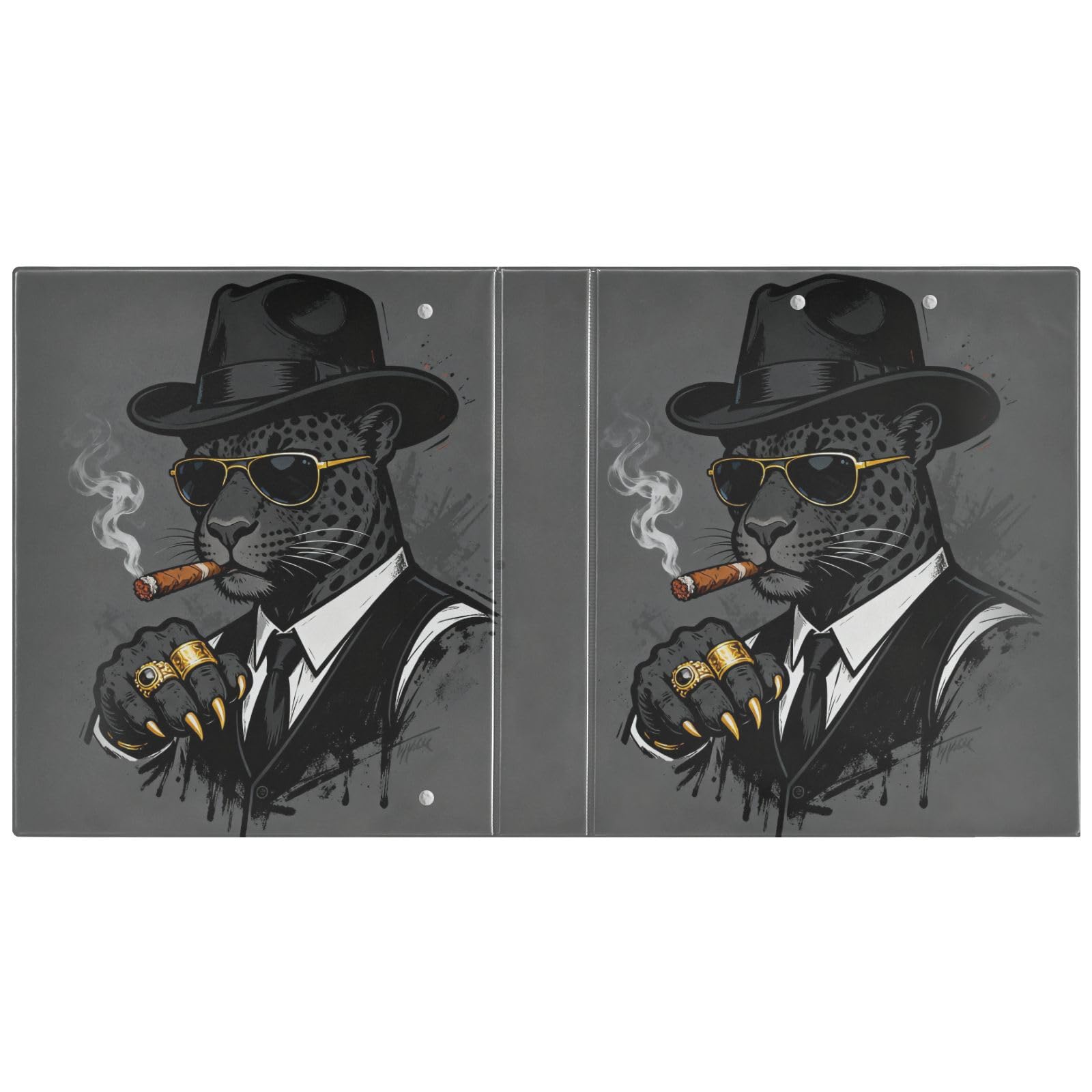 Raccoglitore scolastico Boss Leopard nero da 1 e 1/2 pollici