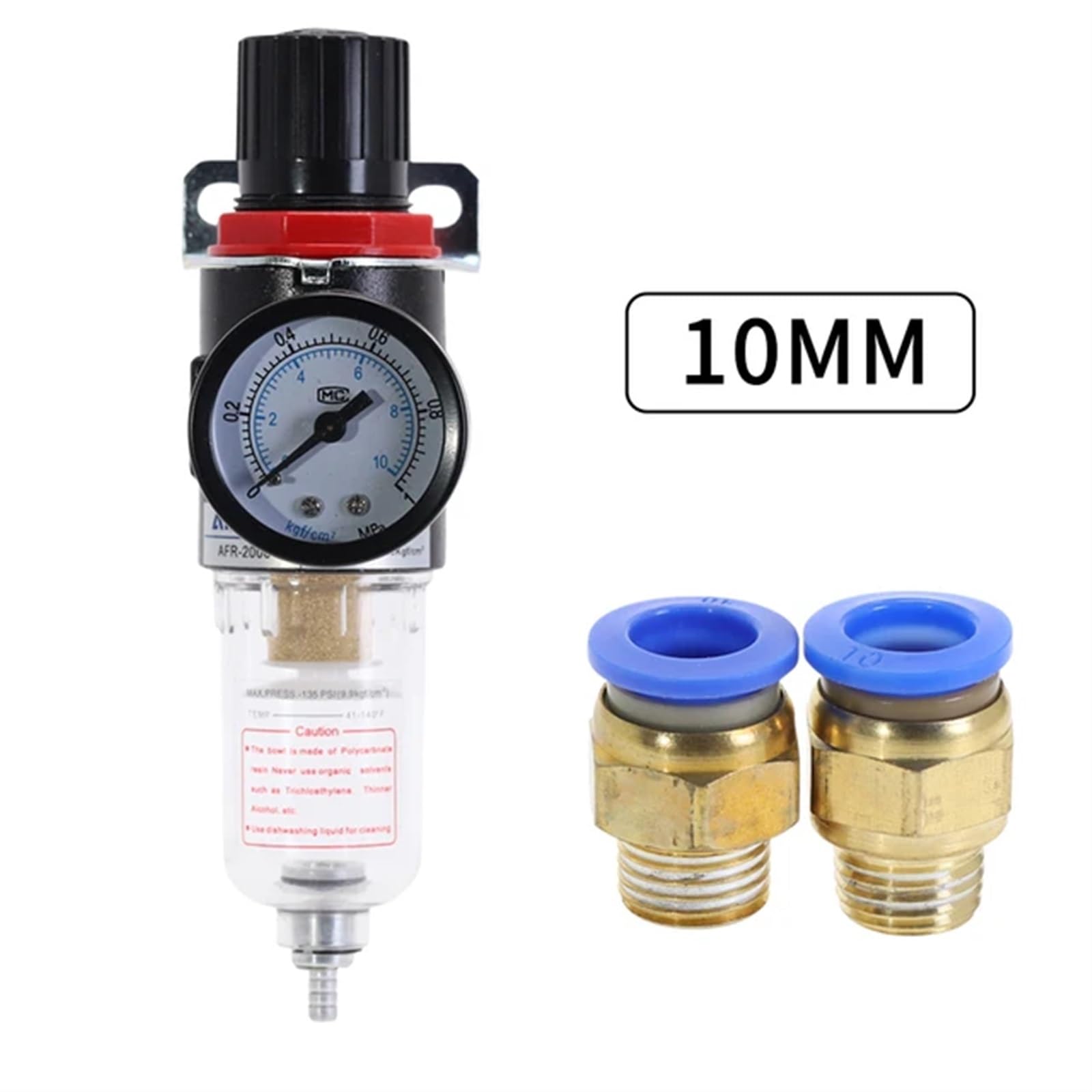 1Pcs AFR-2000 Pneumatic Treatment Unit Pressure Regulator Compressor Reducing Valve Oil Water Separation AFR2000 Gauge(AFR-2000 w PC10)