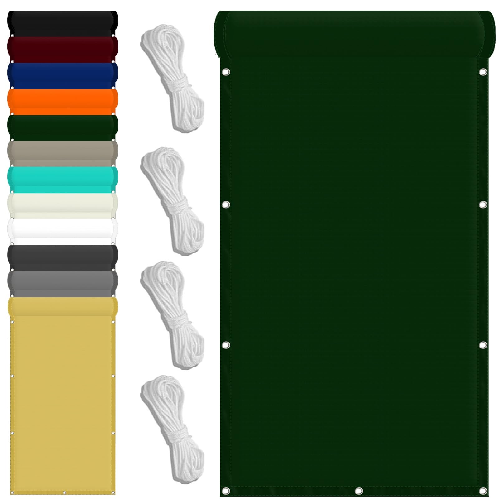 Patio Awnings 40 x 150 cm(16 x 59inch) Waterproof Waterproof Sail Canopy 98% UV Block with Free Rope & Fixing Kit Garden Patio Party Sun Shades, Dark Green