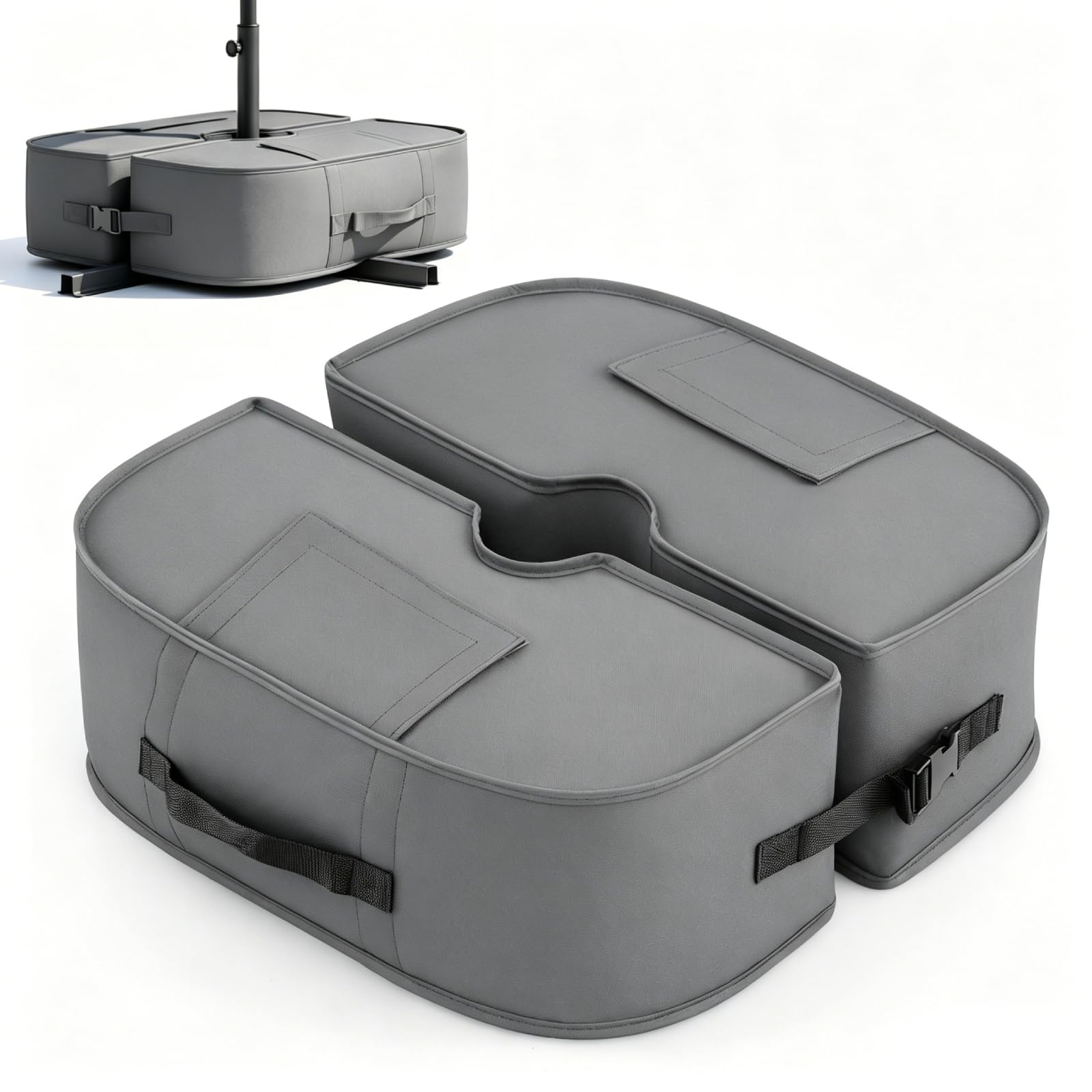 SPOTRAVEL 40kg Parasol Base Weights Bag 900D Oxford Bases (Gray Rectangle)