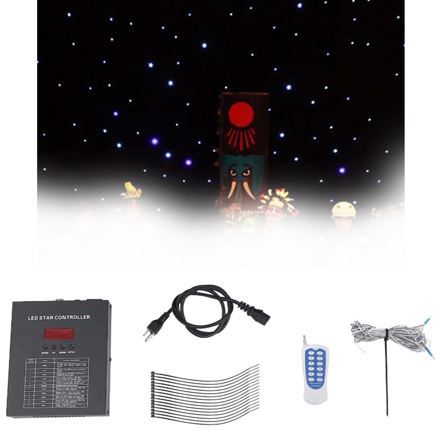 Rideau LED décoratif avec lumière blanche/bleue, effets variés – télécommande incluse – idéal pour salle de fête, scène, shooting, mariage(Blue+White,4x6m)
