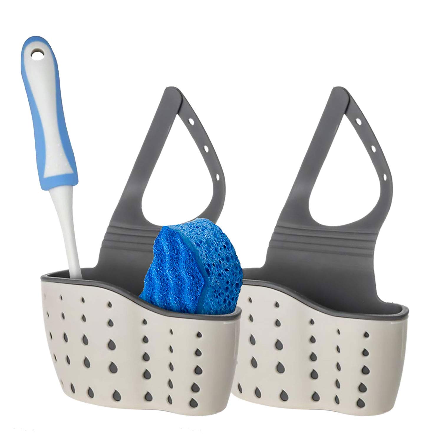 Arssilee Kitchen Sink Shelf Soap Sponge Drain Rack Holder Double Decker Hanging Basket Storage Suction Cup Kitchen Organizer Sink Accessories Sink Caddy for Kitchen, 1Pcs（green）