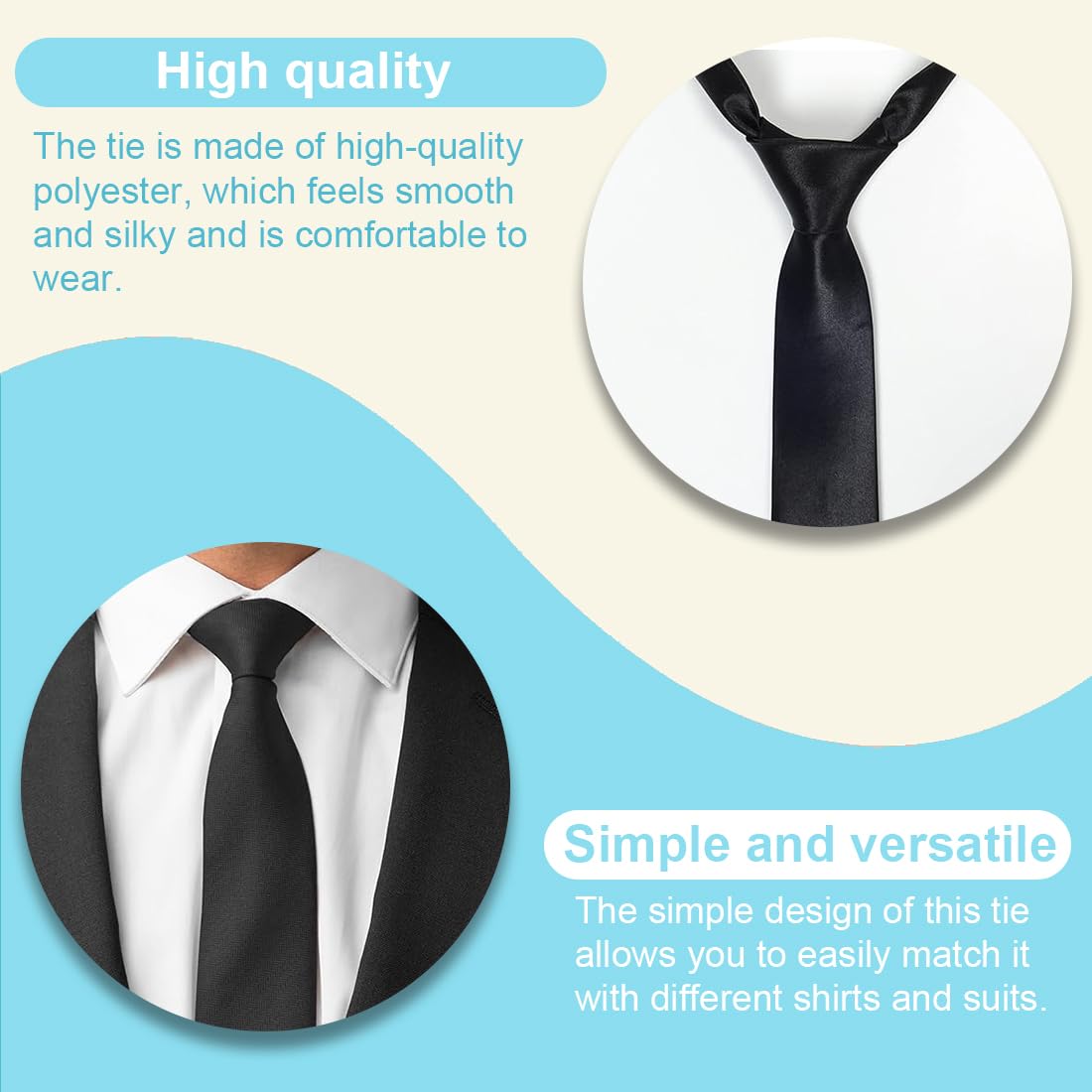 Trimming Shop Cravatta e Fazzoletto Set per Abbigliamento Formale, Matrimoni, Ballo, da Cerimonia, Ballo, Feste - Unisex, Design Classico - Bianco, 56 inches