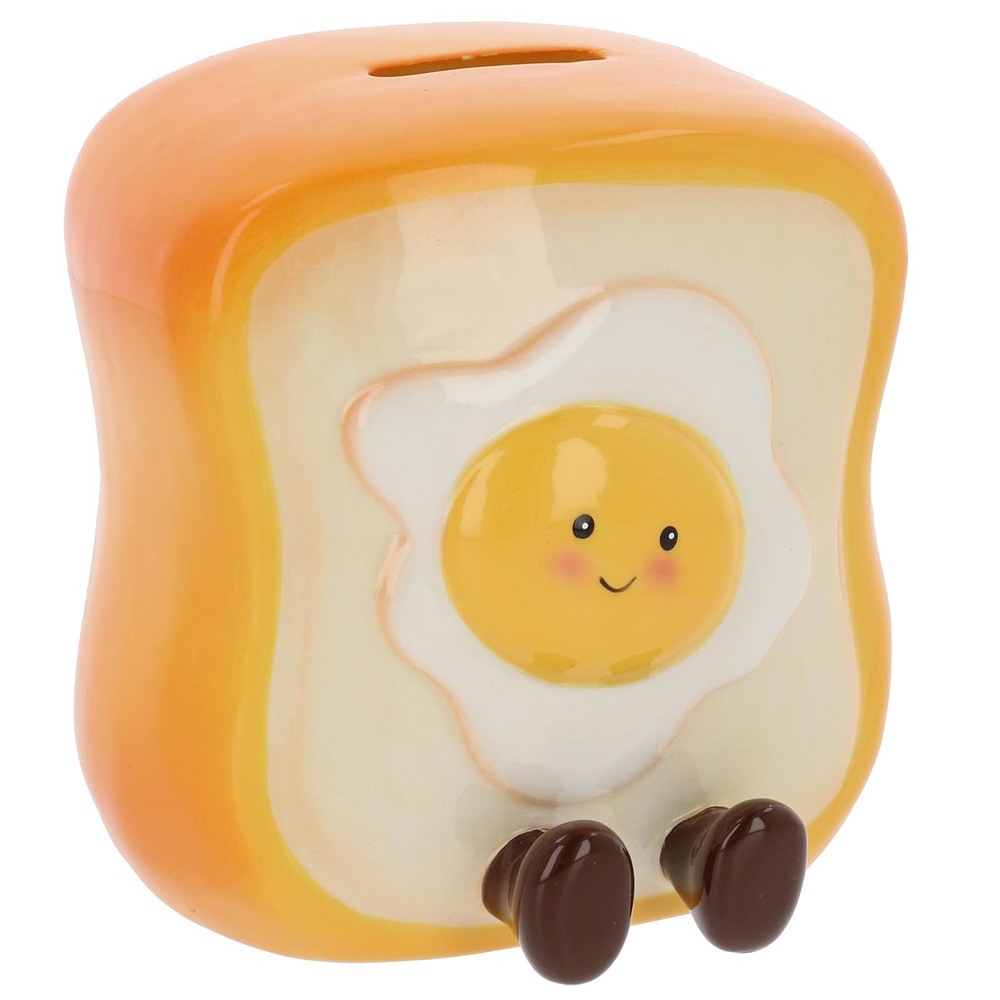 Shudehill Giftware Foodie Fun Egg on Toast Money Box, Ceramic Novelty Savings Coin Bank