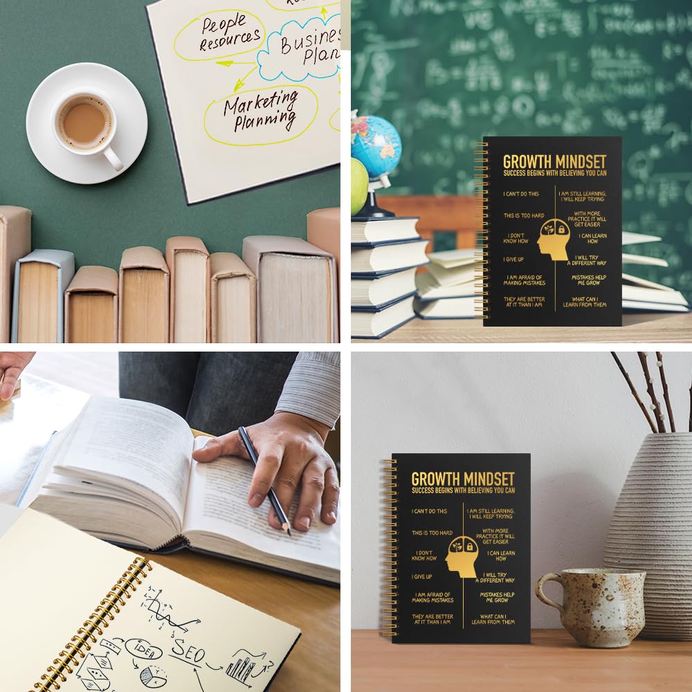 Growth Mindset zeszyt spiralny, 80 kartek, 160 stron, zabawne prezenty dla współpracowników, pracowników, doradców szkolnych, dziennik afirmacji dla kobiet