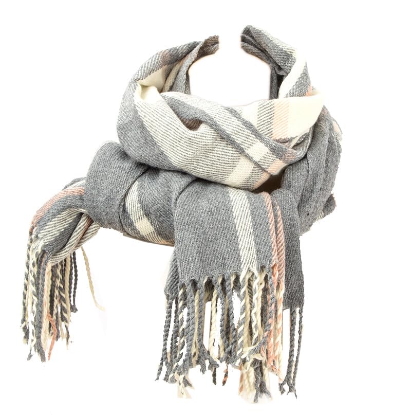 Aomhrek Eleganter Grau Kariert Schal Damen Winter Langer Weicher Wärmer Winterschal, Kuscheliger Winterschal, Schicke Schal
