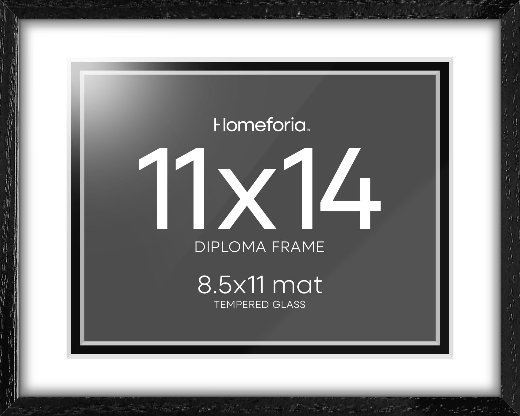 Homeforia 11x14 Diploma Frame Black Wood, High End Black Oak 11 x 14 Certificate Frames with Mat 8.5x11, 14x11 Wooden Document Matted Frame, Award Graduation Frames, Tempered Glass, Wall Kit, Set of 2