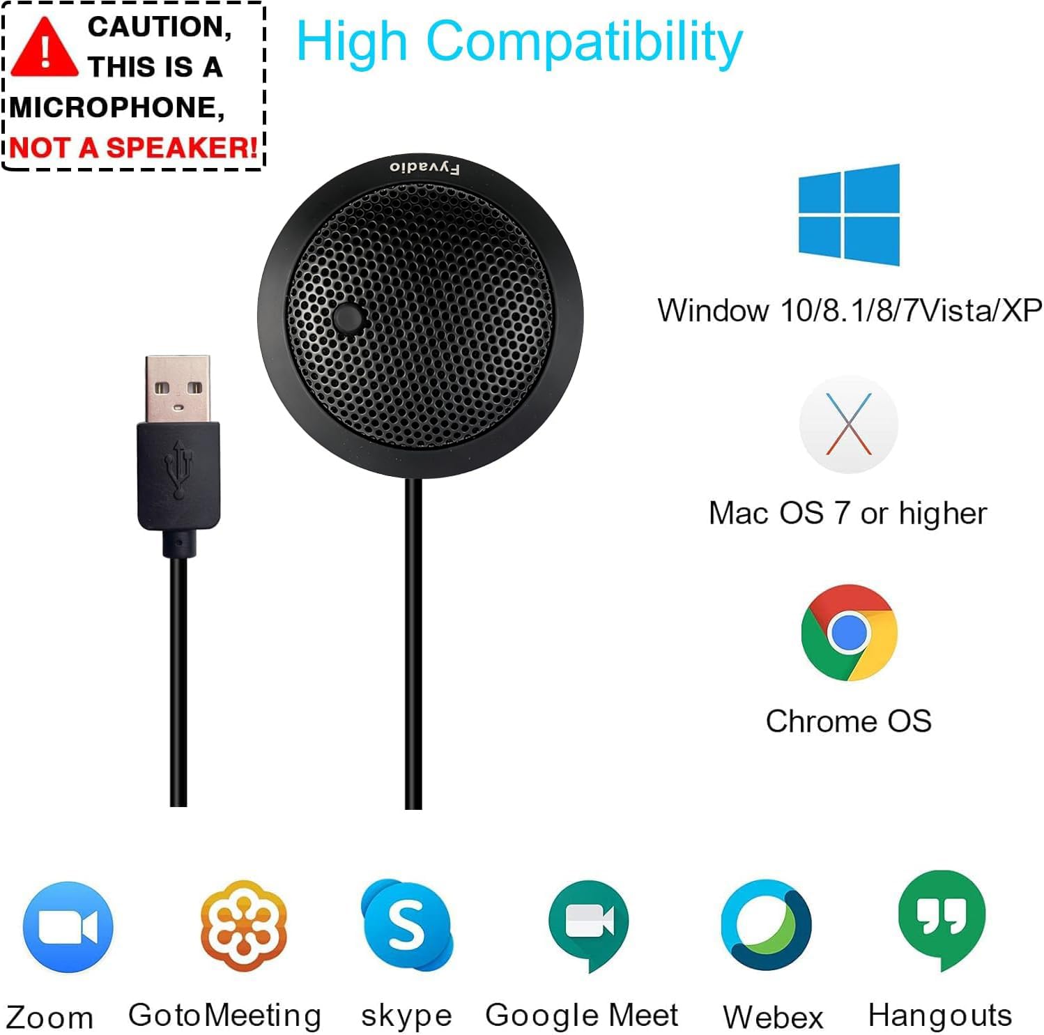 Microfono USB per Conferenze, USB Microfono per Computer, Microfono Omnidirezionale a Condensatore a 360° per PC Portatile con Pulsante Muto per Riunioni/Lezioni Online, Zoom, Giochi, Plug & Play