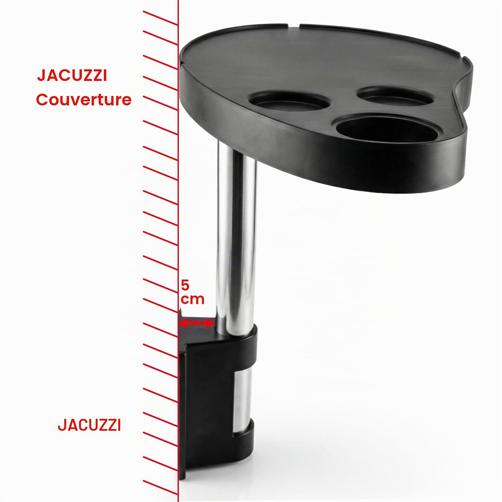 Plateau de jacuzzi avec support de téléphone, table d'appoint spa avec porte-gobelets, rotation à 360°, accessoire réglable pour jacuzzi extérieur et jacuzzi