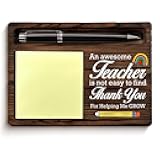 Teacher Gifts for Women Men Sticky Note Holder Thank You Appreciation Gifts for Teacher, Thank You for Helping Me Grow Self-Stick Note Pad Holders Home Office Decor