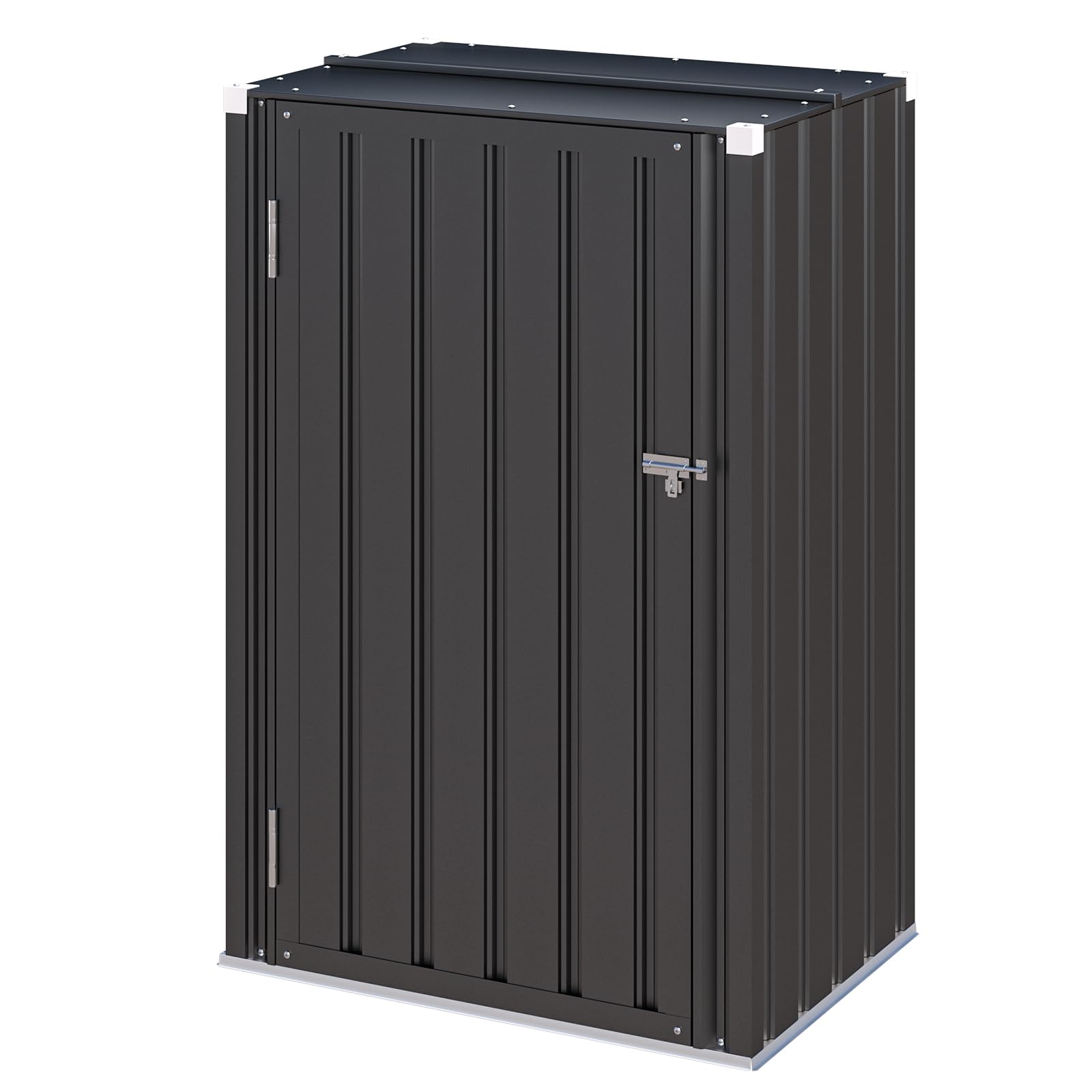 YODOLLA Outdoor Metal Vertical Storage Cabinet, Waterproof Small Tool Cupboard for Backyard Garden - Dark Grey