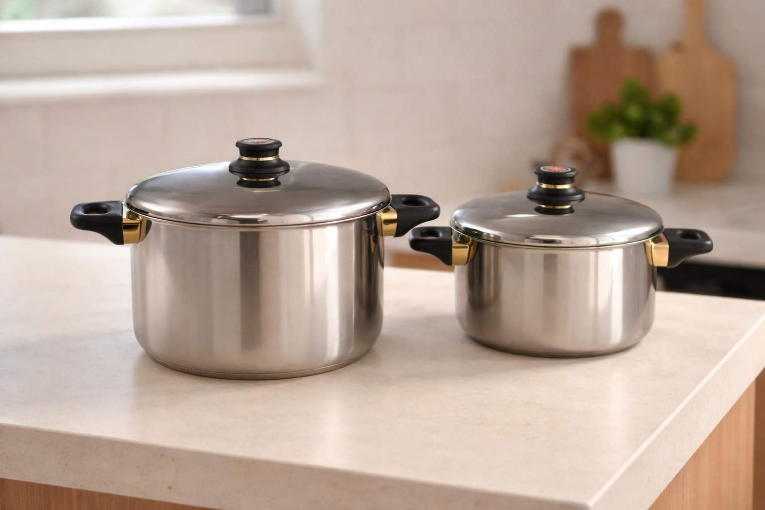 Gourmet Maitre CRC Set di pentole grandi (2 pezzi), in acciaio inox (20 e 24 cm)