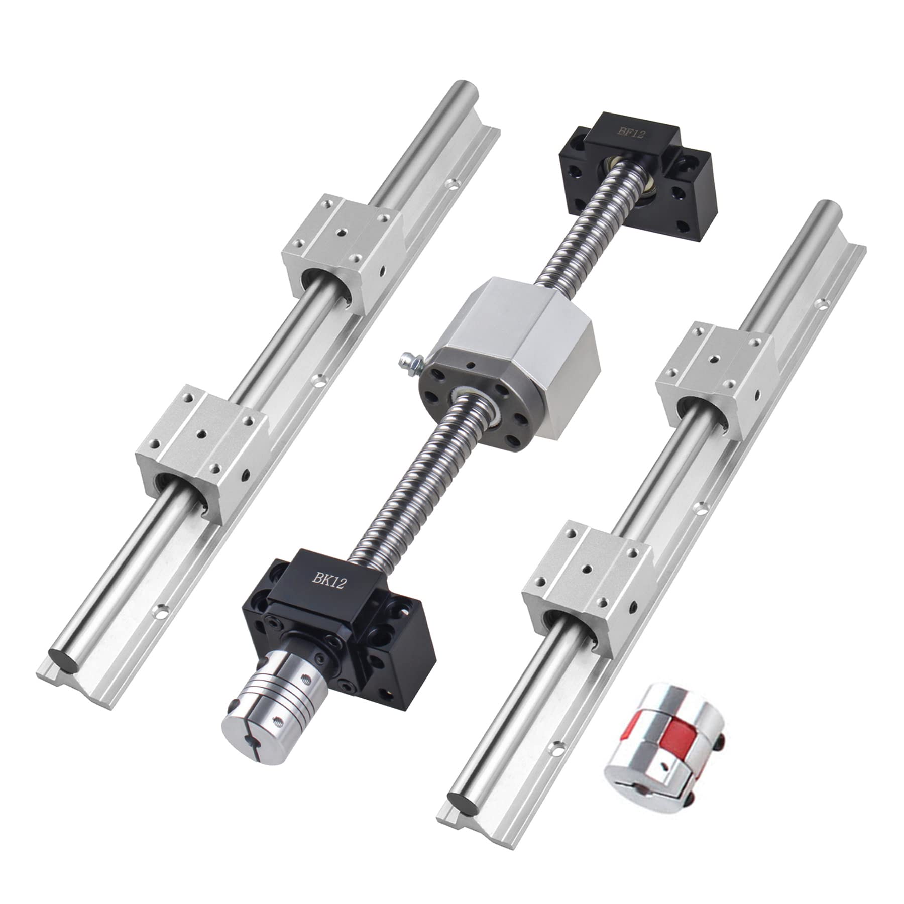 SBR16 Kit de guidage linéaire 1500 mm arbre de rail coulissant avec 4 blocs de roulement SBR16UU + vis à billes SFU1605 1550 mm avec BK12/BF12 + boîtier écrou DSG16H + 2 embrayage