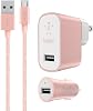 Belkin Mixit Metallic 2.4A Premium Wall and Car Charger Bundle with 4-Foot Micro USB Cable Charging Kit - for Android Phones - Rose Gold