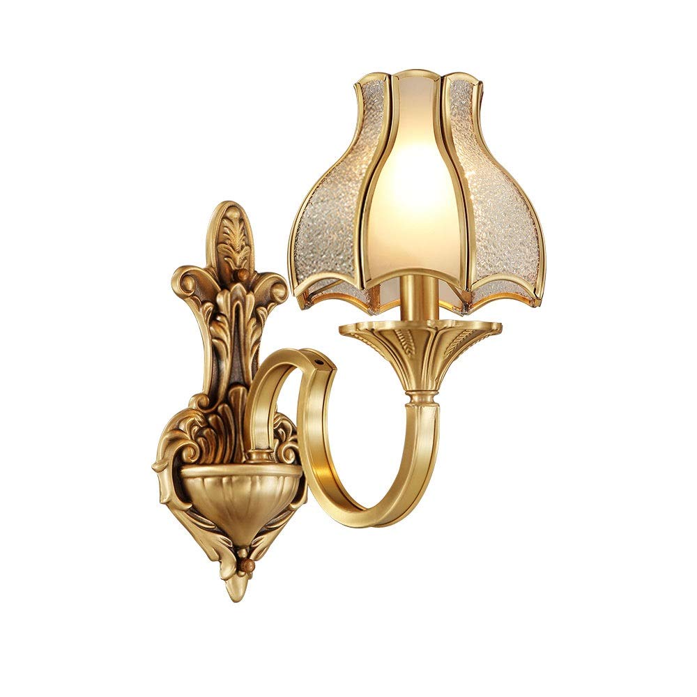 HPTHLY Wall Mounted Light Copper European Style Lamp Study Wall Lamp Home Simple Retro Bedroom Bedroom Bedside Lamp Stairs Aisle Lighting Bathroom Lamp Mirro(1 Pack)