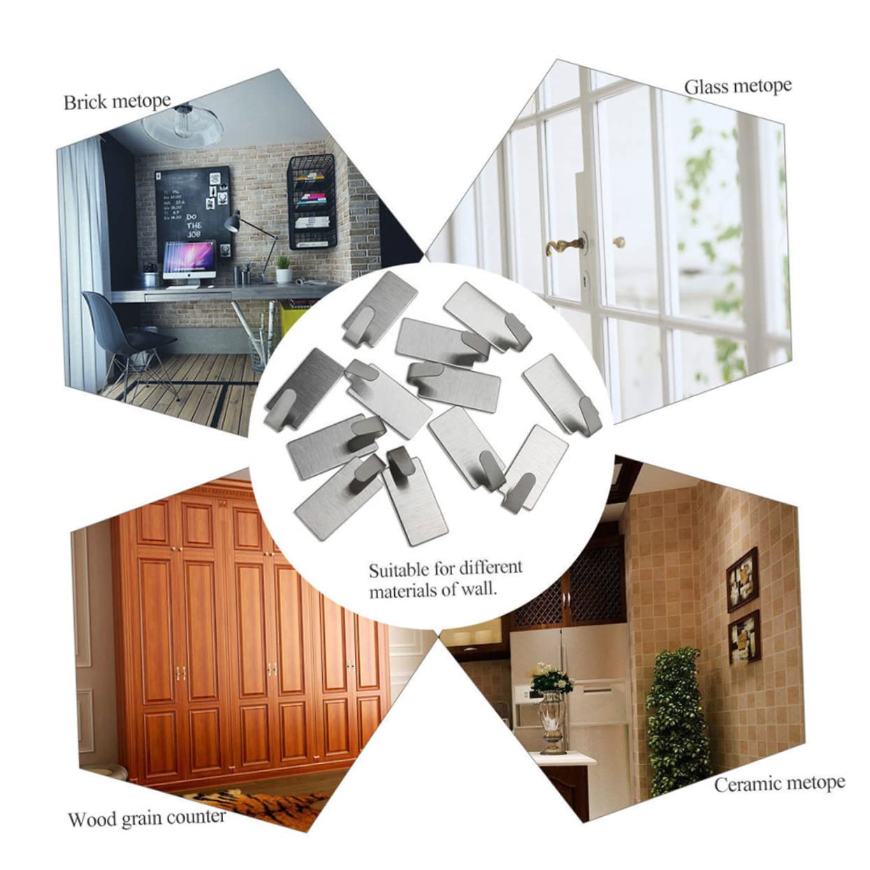 Operitacx 3 Series Adhesivos De Inoxidable Puerta De Soportan Sin Perforación Cocina 30 Piezas*3