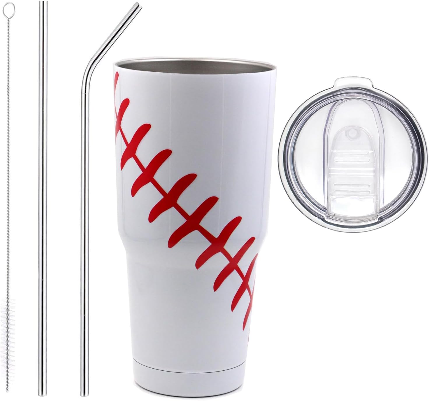 FMYWZS 30 oz Baseball Tumbler, Double Wall Vacuum Insulated Stainless Steel Cup Travel Mug with Lid and Straw, Baseball Accessories Stuff Gifts for Mom Men Boys Girls - Image 3