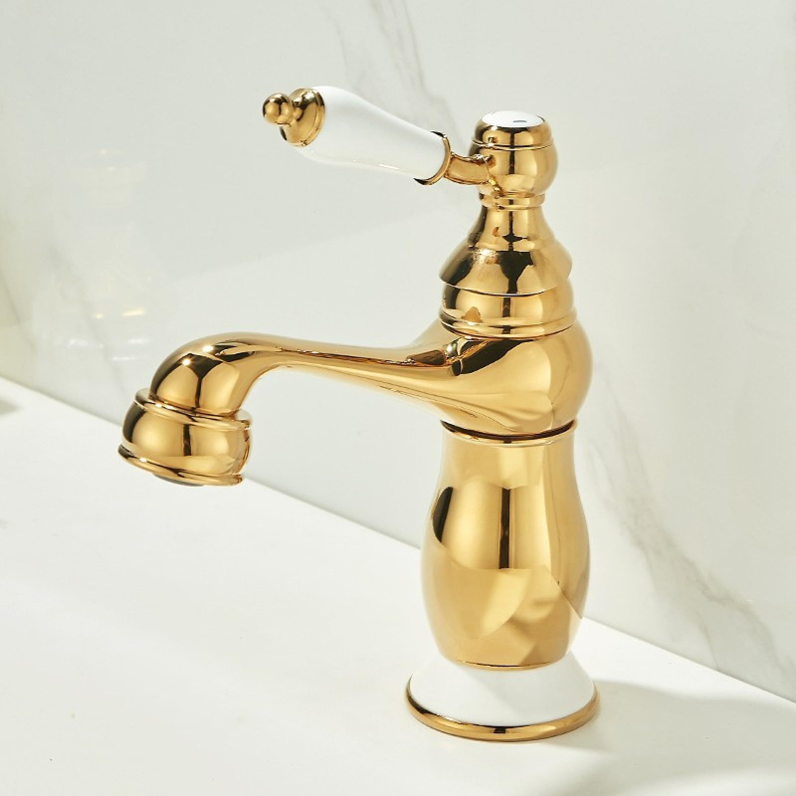 Fanjubei Golden Dwarf Bathroom Copper Pull-Out Hot And Cold Basin Faucet