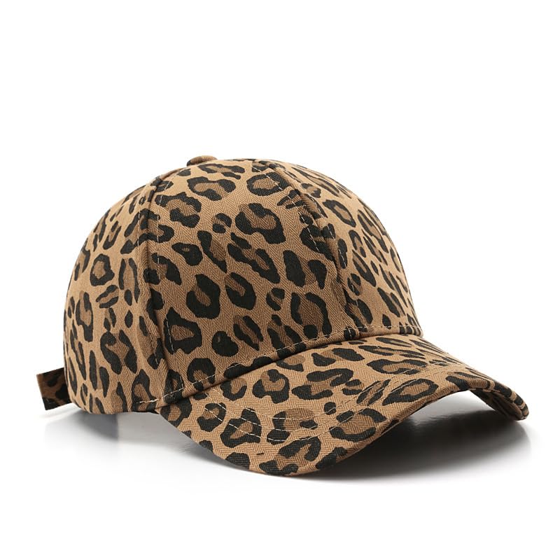 Image of Baseball Hat with Leopard Pattern for Women Adjustable Dad Hat Unconstructed Plain Cap Outdoor Peaked Cap (US, Alpha, One Size, Deep)