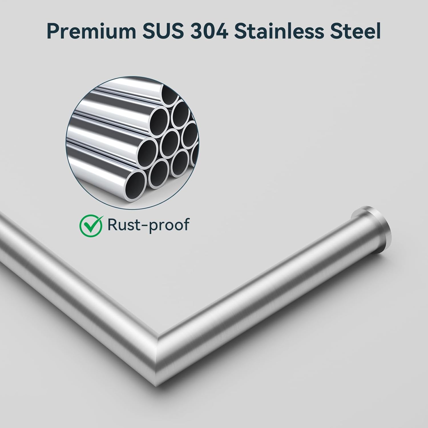 QFN Toilet Paper Holder Stand, Free Standing Toilet Paper Holder Storage, SUS 304 Stainless Steel and Weighted Base, Adjustable 16-26" H, Brushed Nickel