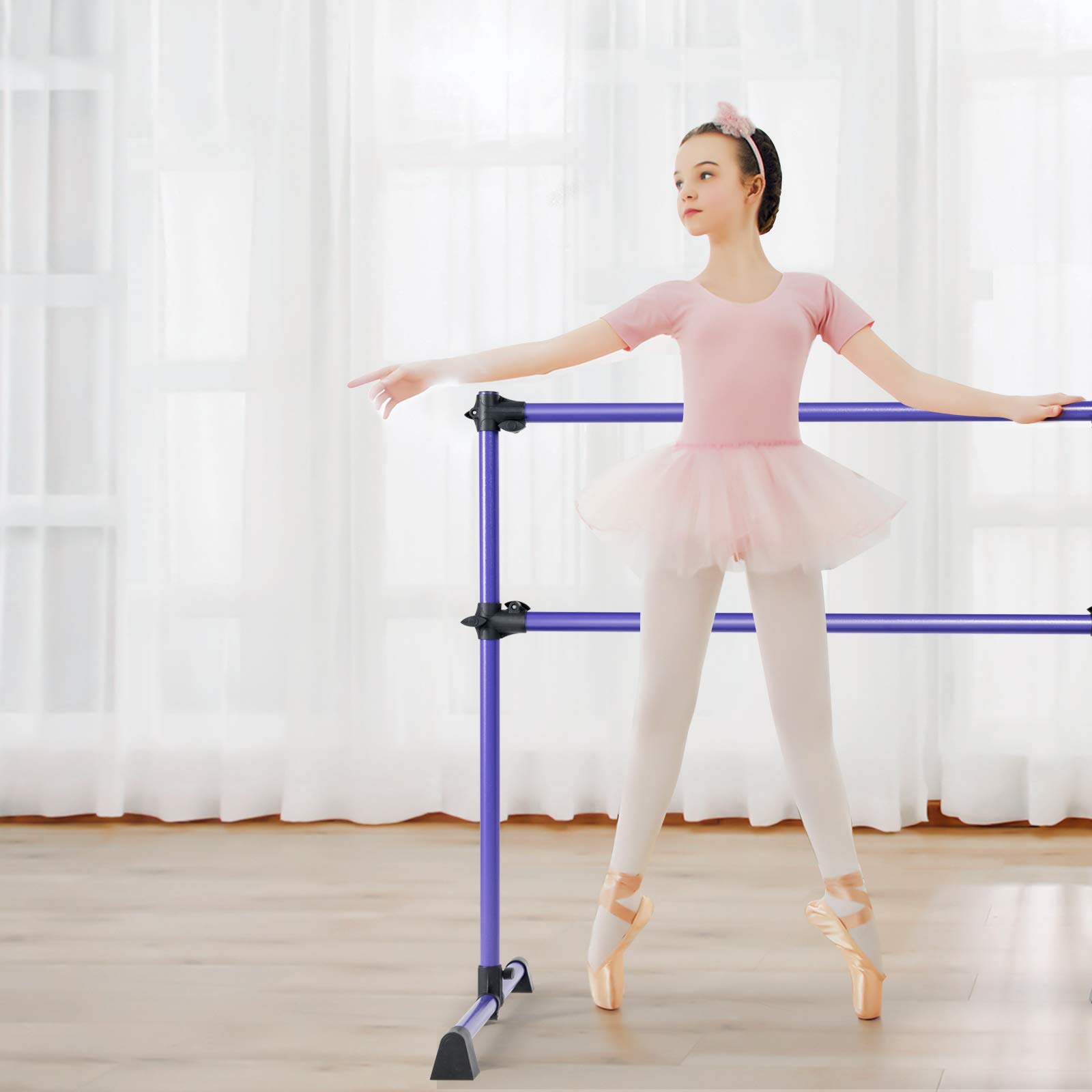 GOPLUS Barra de Ballet Clásica Doble de Altura Ajustable 7-112 cm y Extraíble, para Ballet, Gimnasia, Streching, Carga Máxima 50 kg, 123 x 71 x 119 cm