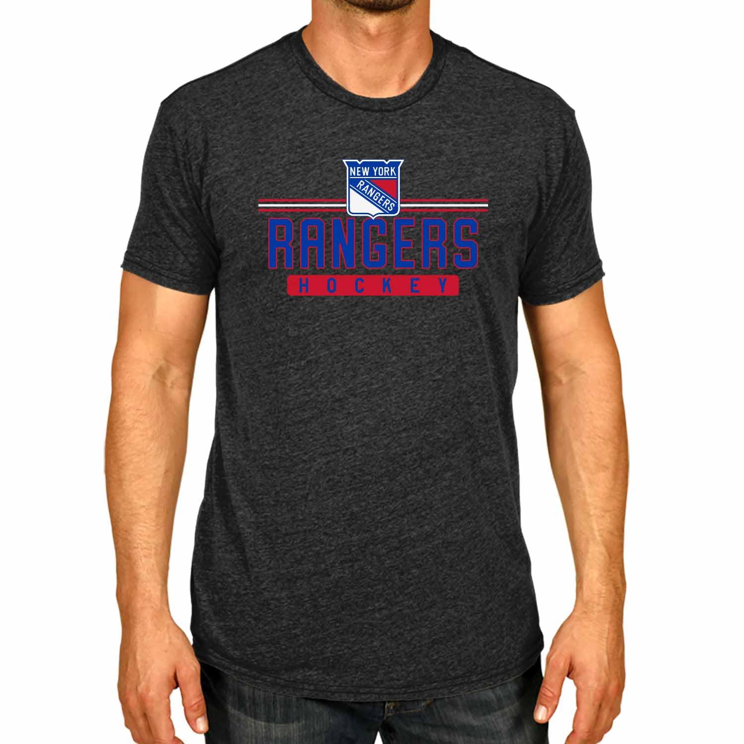 Wright & Ditson Adult NHL Heather Charcoal True Fan Hockey T-Shirt - Tagless Cotton Polyester Blend - Ultimate Comfort (New York Rangers - Charcoal, X-Large)