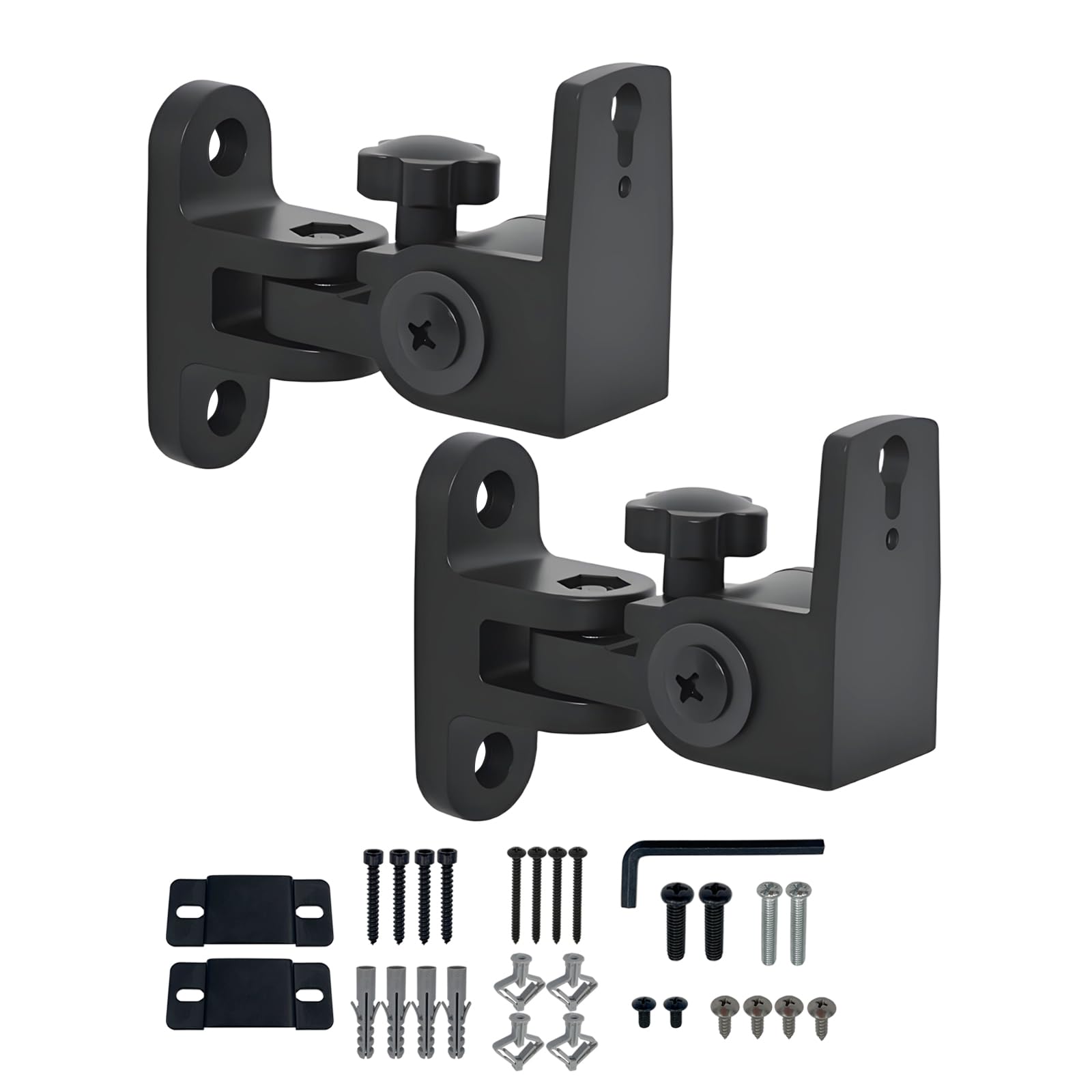 Speaker Wall Mount,All Metal Wall Speaker Mount Bracket for Small Speakers Swivel & Tilt,Hold up to 30lbs,DA-212 (2 Packs Black)