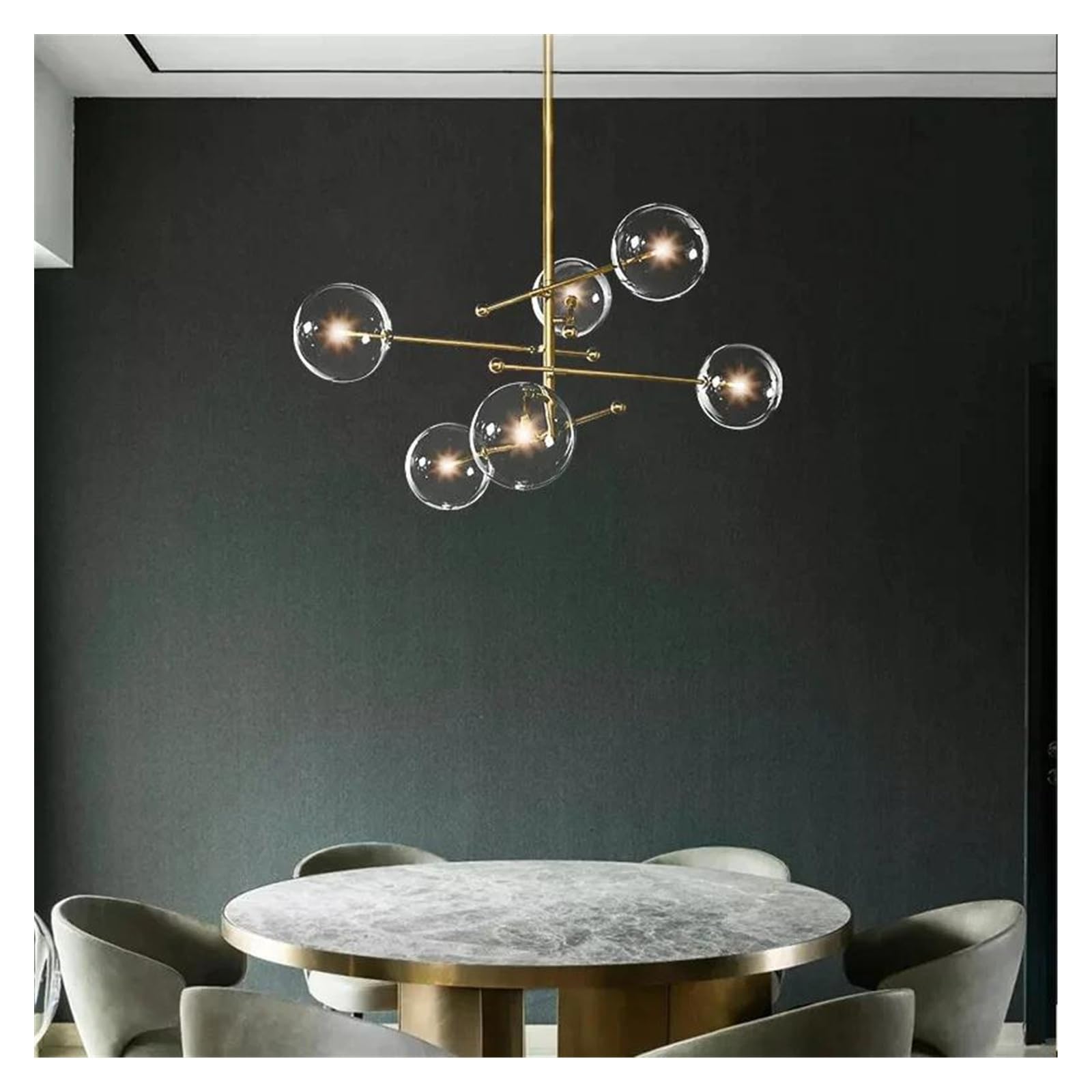 Lustre LED en verre style nordique à 6 têtes pour salon