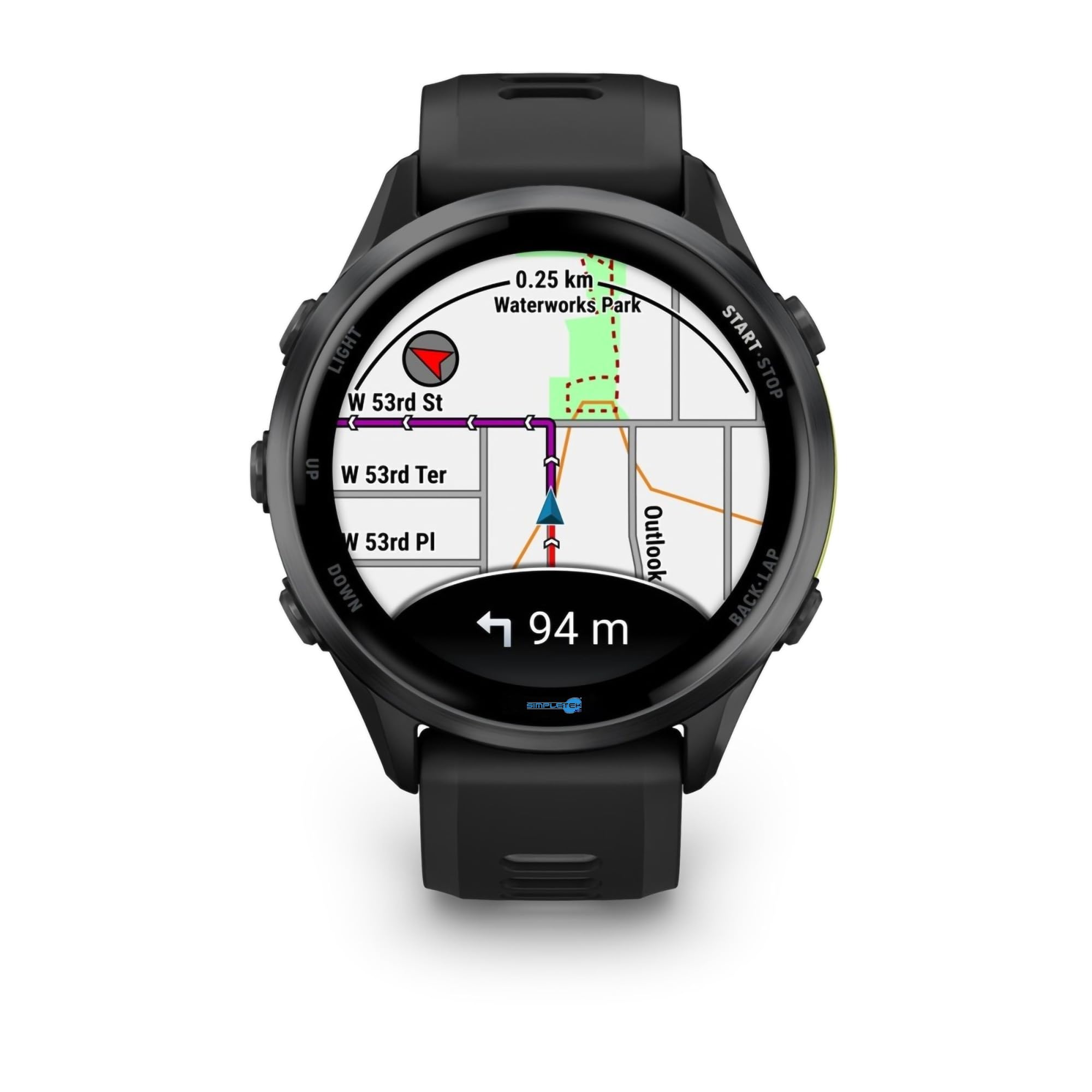 SIMPLETEK Smartwatch de course avec cartes, écran AMOLED 1,4, noir