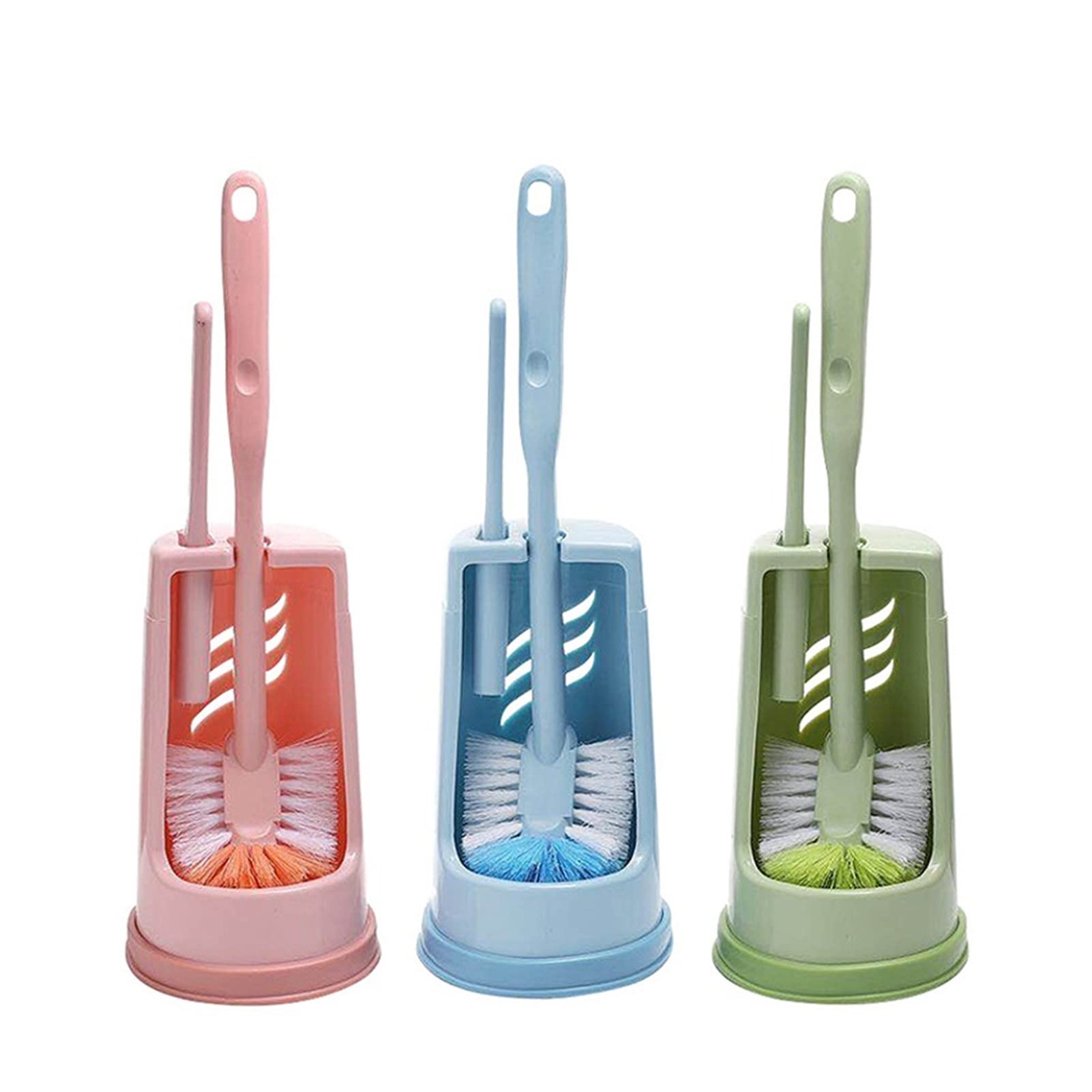 Set scopino per WC 3 in 1, scopino per WC Blu con Supporto, detergente per Il Bagno in plastica, Efficace Strumento per la Pulizia del WC, Accessorio Essenziale per Il Bagno