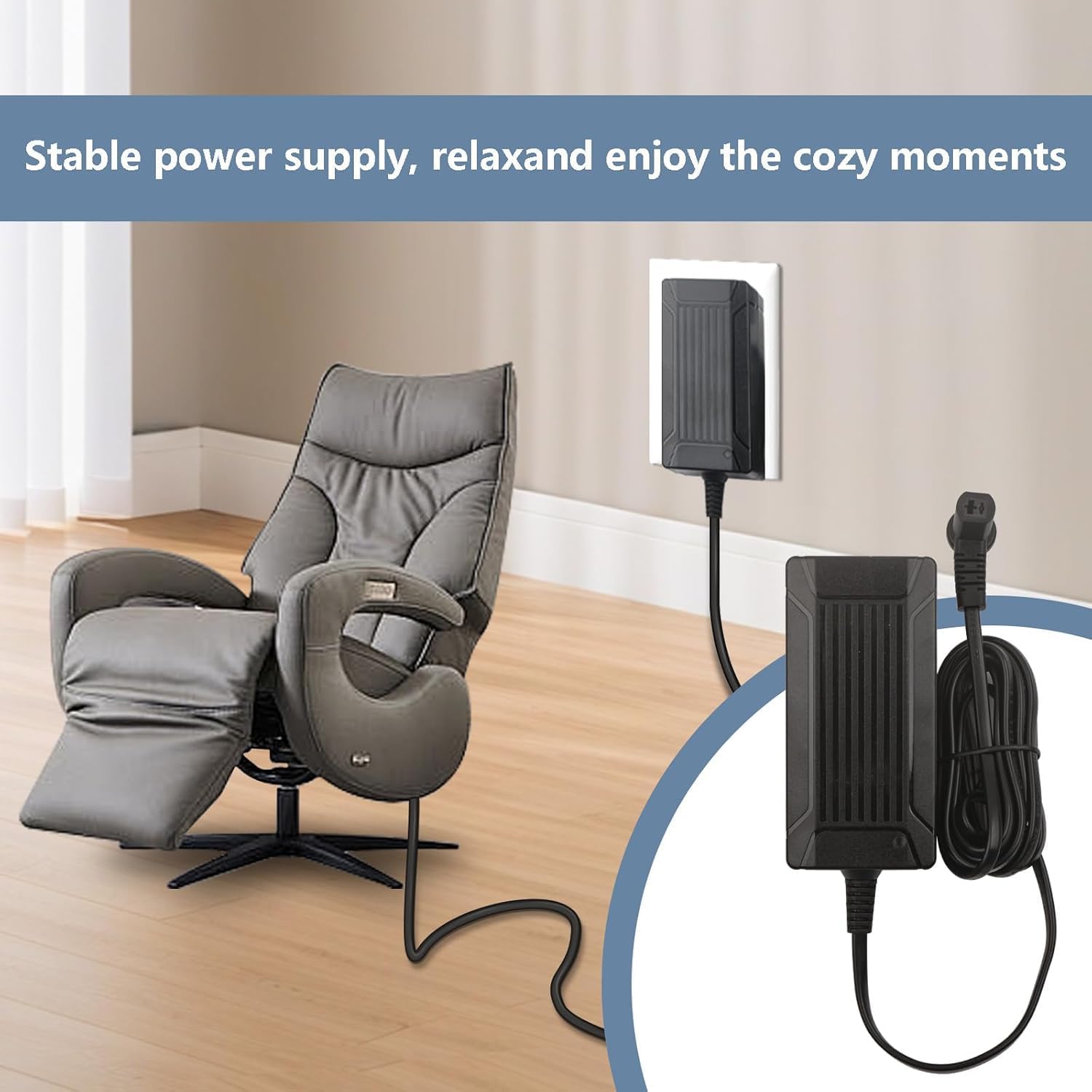 Recliner Power Supply Plug in Wall Compatible Model ZB-H290020A-C ZBPOWER, 29V 2A AC/DC Switching Recliner Replacement Parts for Limoss OkiN Power Recliner or Lift Chair